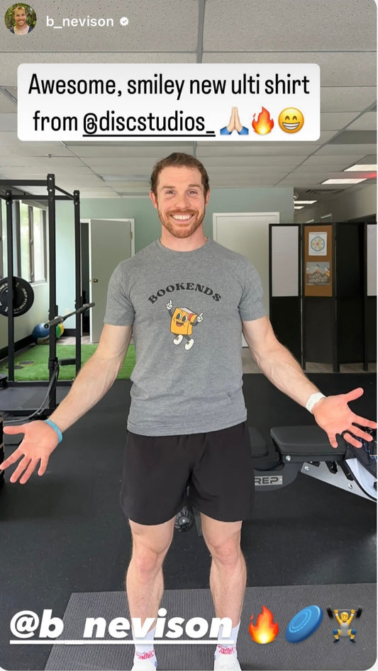 Brian Nevison in our "Bookends" tee!